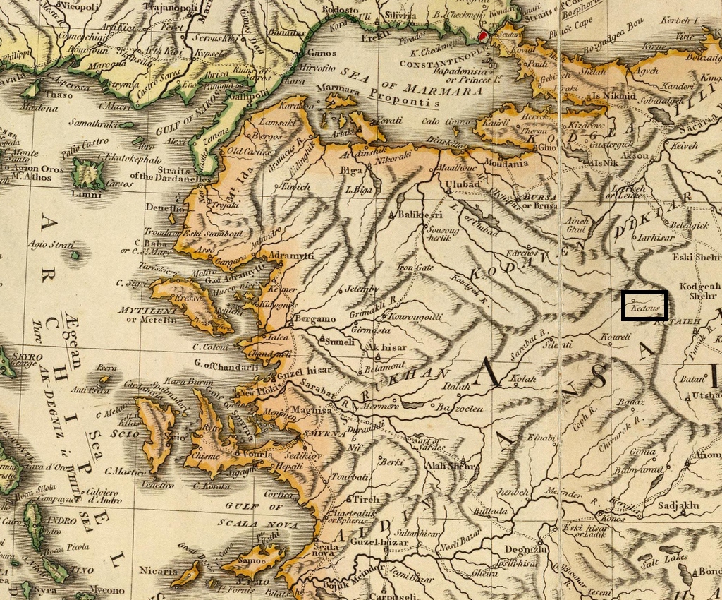Kedous / Gediz sur une carte de 1795