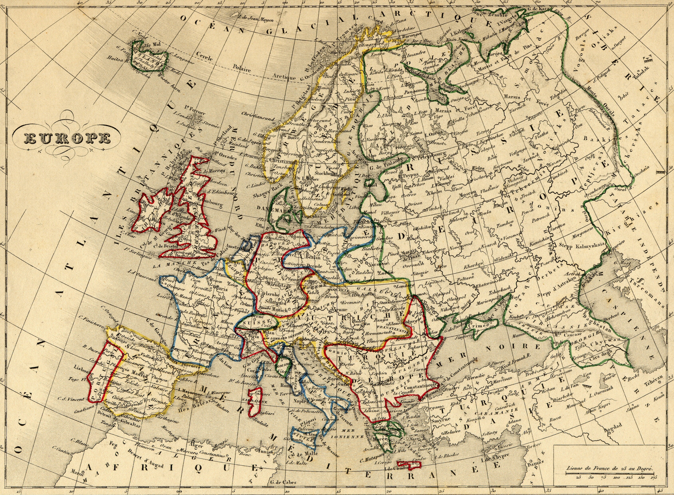 carte de l'Europe de 1843