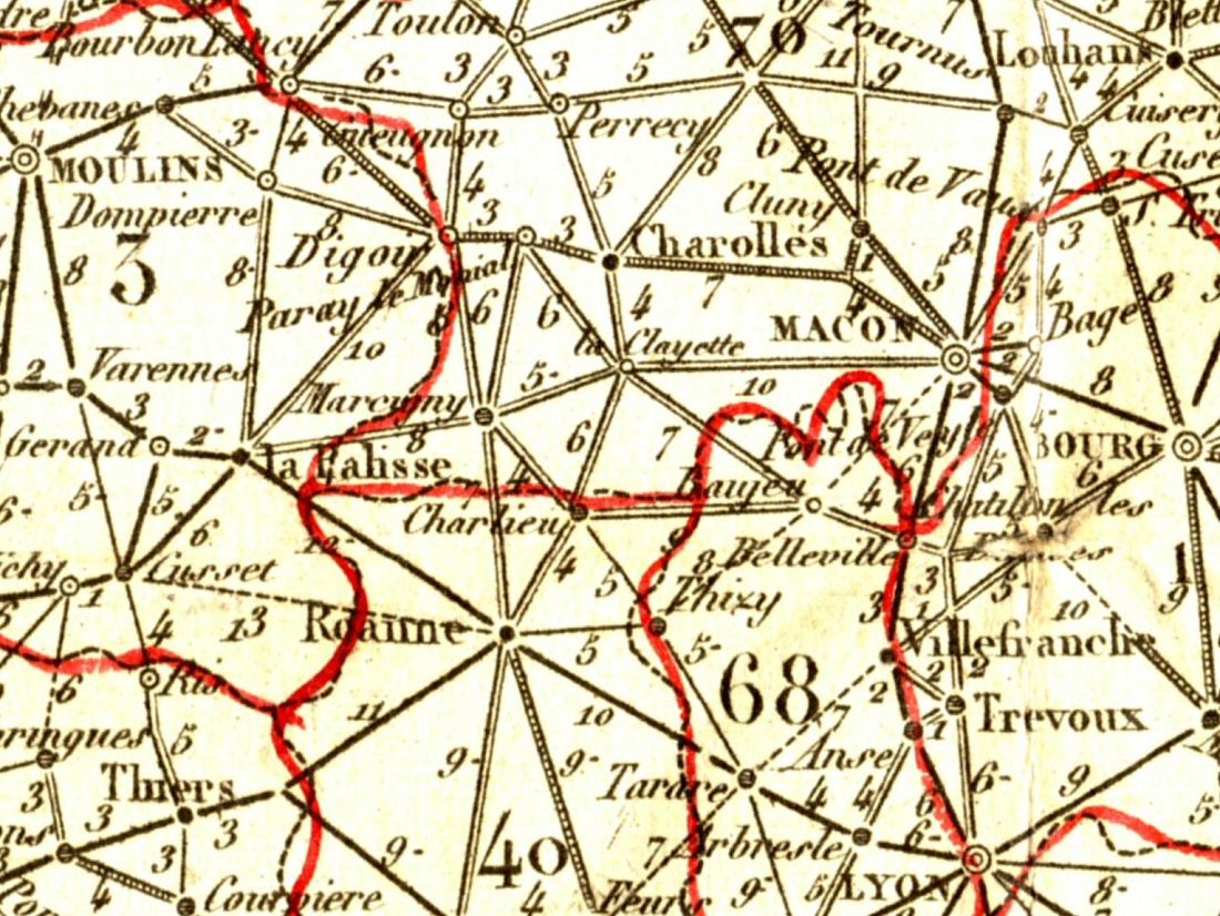 carte de la Bourgogne vers 1830