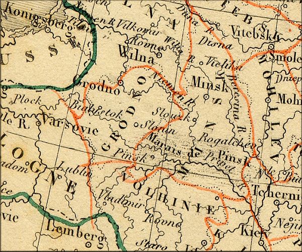 Bielorussie / Belarus / Bielorussia / Belorussia / Byelorussia -  carte geographique ancienne de 1843