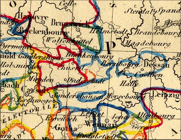 Braunschweig / Brunswick - carte geographique ancienne de 1843