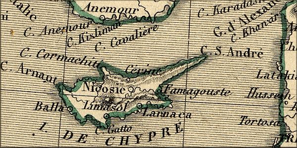 Chypre / Cyprus / Kibris - carte geographique ancienne de 1843
