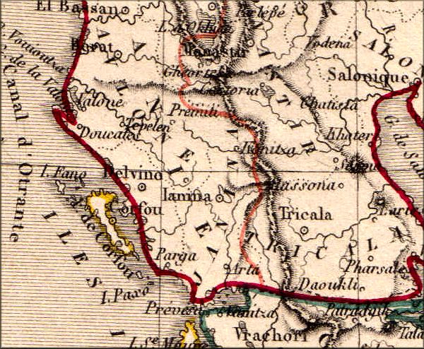 Epire (Grece) - carte geographique ancienne (atlas de 1843)