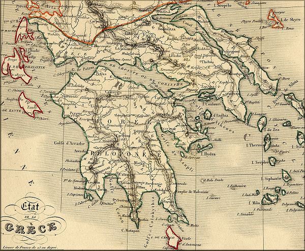 Grece / Greece : carte geographique ancienne (atlas de 1843)