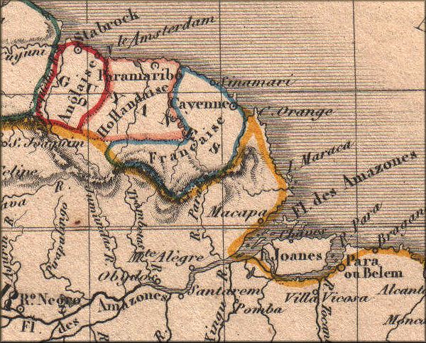 Guyane francaise (France) - carte geographique ancienne de 1843