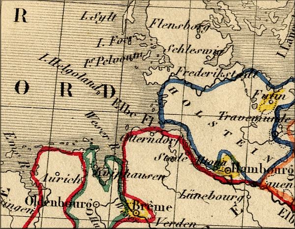 Helgoland / Heligoland - carte geographique ancienne de 1843