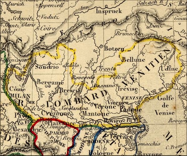 Lombardie / Lombardia - Italie / Italia / Italy - carte geographique ancienne (atlas d'Alexandre Vuillemin - Paris 1843)