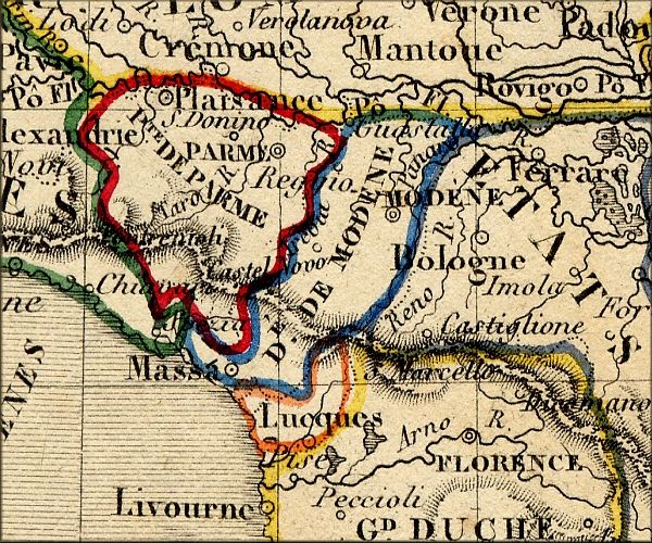 Duche de Parme - Plaisance / Parma Piacenza - Italie / Italia / Italy - carte geographique ancienne (atlas d'Alexandre Vuillemin - Paris 1843)