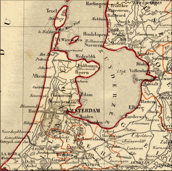 Pays Bas / Nederland / Hollande - carte geographique ancienne de 1843