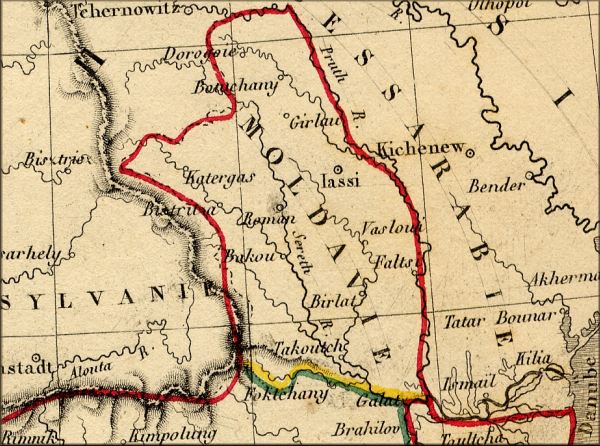 Principaute de Moldavie / Roumanie - carte geographique ancienne (atlas d'Alexandre Vuillemin - Paris 1843)