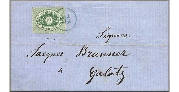lettre ancienne (avec 1 timbre et 1 cachet) : Sistov / Svishtov (Bulgarie) --> Galatz / Galati  (Roumanie) du 18/11/1868