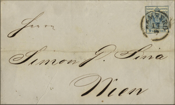 lettre ancienne (avec timbre poste et cachet postal) de Lemberg / Lviv / Lvov / Leopol (Galicie / Galizien / Halychyna - Ukraine) --> Wien / Vienne (Autriche / Empire des Habsbourg) du 17 septembre 1855