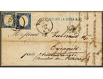 lettre ancienne (avec 2 timbres et 3 cachets) de Turin / Torino (Piemont - Italie) --> Eyrargues (Bouches du Rhone - France) du 16 fevrier 1861 (annee / millesime 1861)
