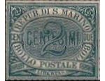 Republique de Saint Marin / San Marino : timbre de 2 Centesimi de 1877 (annee / millesime 1877)